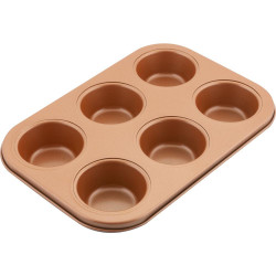 Φόρμα Ζαχαροπλαστικής για 6 Muffins Αντικολλητική 26.5x18cm Lamart LT3091 Μπρονζέ 43180