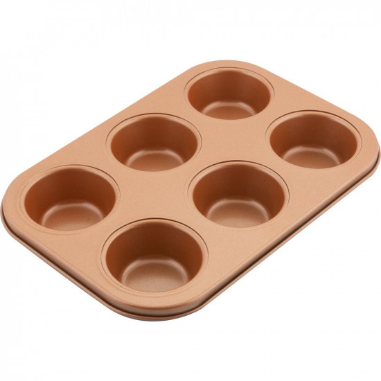 Φόρμα Ζαχαροπλαστικής για 6 Muffins Αντικολλητική 26.5x18cm Lamart LT3091 Μπρονζέ 43180