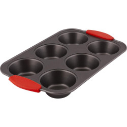 Φόρμα Ζαχαροπλαστικής για 6 Muffins Αντικολλητική 28,5×17,8×2,5cm Lamart LT3113 Μαύρο/Κόκκινο 43267