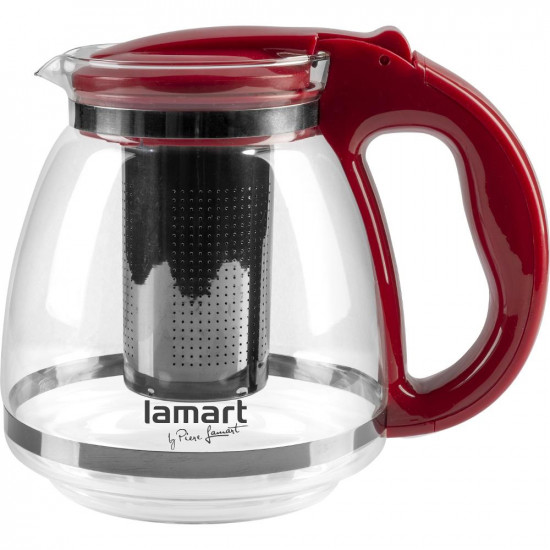 Τσαγιέρα Γυάλινη με Φίλτρο 1,5lt 13cm Lamart LT7074 Διάφανο/Κόκκινο 51028