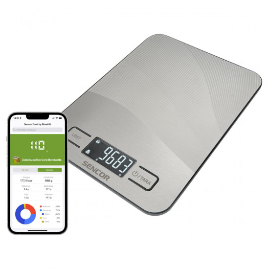 Ζυγαριά Κουζίνας 10KG με Bluetooth και Εφαρμογή Κινητού Sencor SKS 8080 Ασημί 42899