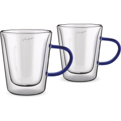 Σετ Ποτήρια Τσαγιού VASO Lamart LT9119 Γυάλινα με Διπλό Τοίχωμα 300ml Μπλε 2 Τεμ 46727