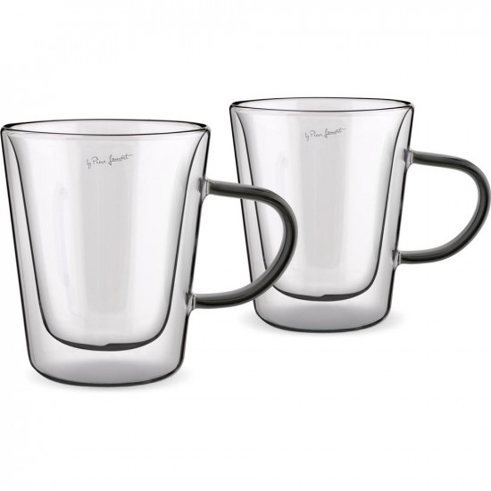 Σετ Ποτήρια Τσαγιού VASO Lamart LT9120 Γυάλινα με Διπλό Τοίχωμα 300ml Μαύρα 2 Τεμ 46736
