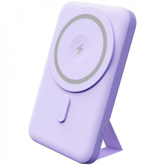 Power Bank Yenkee YPB 501 5000mAh 15W 3A MagSafe Ασύρματη Φόρτιση και 1xUSB-C PD20W, LED Ένδειξη Μπαταρίας Μωβ 49776