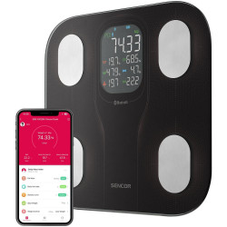 Ζυγαριά Μπάνιου Smart Fitness με Bluetooth για iOS και Android Sencor SBS 9002BK 51183
