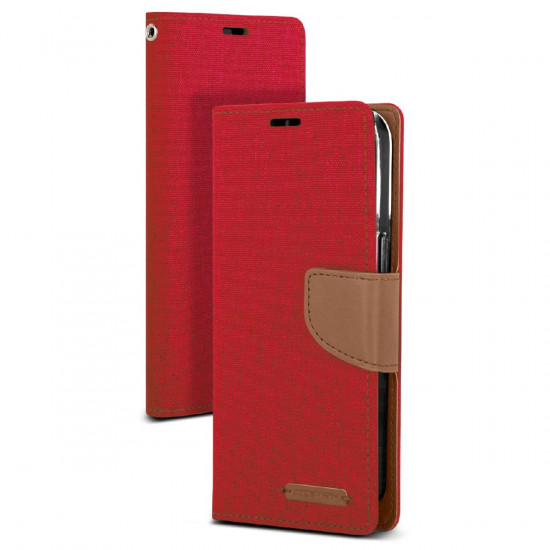 Θήκη Book Goospery Canvas Diary για Apple iPhone 13 Mini Κόκκινο - Καφέ 33004
