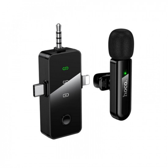 Μικρόφωνο Πέτου Ασύρματο Hoco L20B Fair Lavalier USB-C AUX Lightning 2.4Ghz Εμβέλεια 15m Digital Noise Cancellation ENC εως και 7 Ώρες Λειτουργίας 51111
