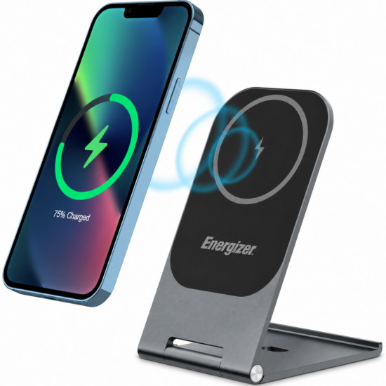Ασύρματος Επιτραπέζιος Φορτιστής Energizer WCP102 15W Ultra-Thin Fast Charge USB-C Συμβατός με Μαγνητικές Θήκες και MagSafe Γκρι 52219