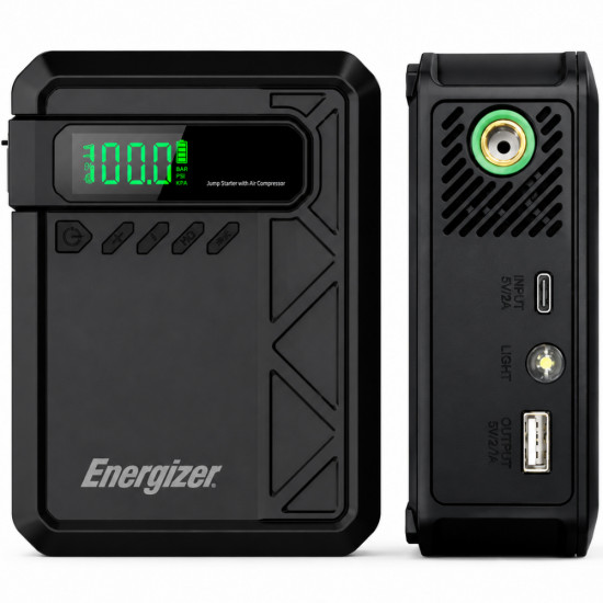 Power Bank Energizer JE10001JP 10000mAh PD15W QC 1xUSB-A 1xUSB-C Προσάρτημα Εκκίνησης Αυτοκινήτου 1500A και Air Pump 11 bar Μαύρο 52225