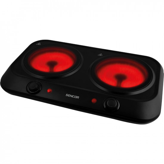 Φορητή Κεραμική Εστία Διπλή 1200W 19cm Sencor SCP 2263BK Μαύρη 42353