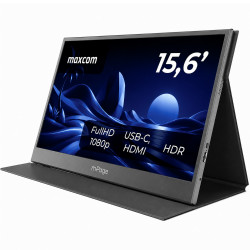 Φορητή Οθόνη Maxcom MPAGE15 15.6’’ HDR FHD 1920 x 1080 IPS 1xMiniHDMI 2xUSB-C 3.1 1xAudio Jack 3.5mm με Ενσωματωμένη Θήκη-Stand Μαύρη 52615