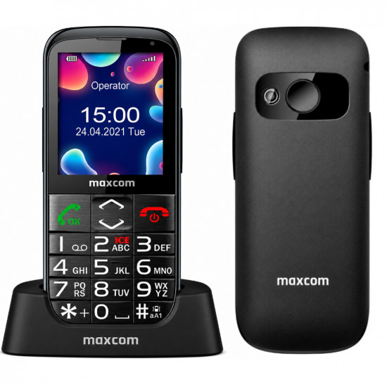 Maxcom MM724 L 4G 2.2 1300mAh με Βάση Φόρτισης, Μεγάλα Πλήκτρα, Ραδιόφωνο, Φακό Bluetooth και Πλήκτρο SOS Μαύρο 52613
