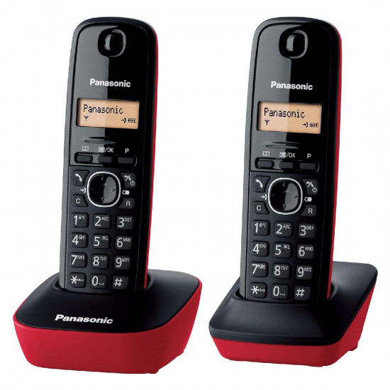 Ασύρματο Ψηφιακό Τηλέφωνο Panasonic KX-TG1612 Μαύρο - Κόκκινο EU 40706