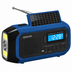 Ραδιόφωνο Camping Ηλιάκο Sencor SRD 1050SCL BB με USB-C Hand Crank και Διπλό Φωτισμό LED FM/AM IPX4 Μπλε 52704