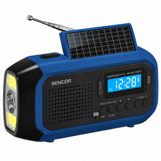 Ραδιόφωνο Camping Ηλιάκο Sencor SRD 1050SCL BB με USB-C Hand Crank και Διπλό Φωτισμό LED FM/AM IPX4 Μπλε 52704