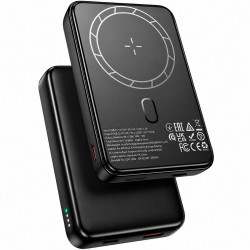 Power Bank Borofone BJ82 Ultra-slim 5000mAh 5V/2A 1xUSB-C 1xUSB-A Ασύρματη Φόρτισή 5W και LED Ένδειξη Μπαταρίας Μαύρο 52282