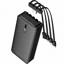 Power Bank Borofone BJ84A 20000mAh με 4 Καλώδια Φόρτισης USB-C USB-A Lightning Micro-USB και LED Ένδειξη Μπαταρίας Μαύρο 52283