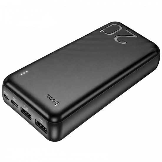 Power Bank Hoco J123A Element 20000mAh 5V/2A 1xUSB-C 1xUSB-A 1xMicroUSB και LED Ένδειξη Μπαταρίας Μαύρο 52324