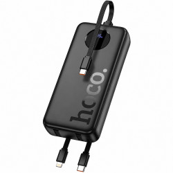 Power Bank Hoco J132A Sabio 20000mAh 22.5W+PD20W με Ενσωματομένα Καλώδια 2xUSB-C 1xLightning 1xUSB-A Θύρα και LED Ένδειξη Μπαταρίας Μαύρο 52325
