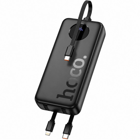Power Bank Hoco J132A Sabio 20000mAh 22.5W+PD20W με Ενσωματομένα Καλώδια 2xUSB-C 1xLightning 1xUSB-A Θύρα και LED Ένδειξη Μπαταρίας Μαύρο 52325