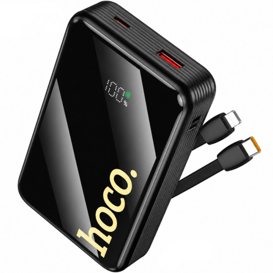 Power Bank Hoco Q37A Graceful 20000mAh 22.5W PD20W QC3.0 1xUSB-A 1xUSB-C με Ενσωματωμένα Καλώδια USB-C Lighting και LED Ένδειξη Μαύρο 52337