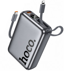 Power Bank Hoco Q39 20000mAh 22.5W PD20W QC3.0 1xUSB-A 1xUSB-C με Ενσωματωμένα Καλώδια USB-C Lighting και LED Ένδειξη Γκρι 52338