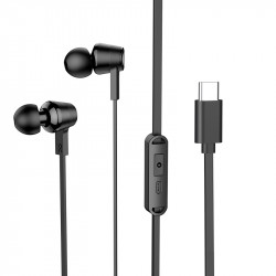 Hands Free Hoco M86 Oceanic Universal Earphones Deep Bass Stereo Συμβατά με Όλες τις Συσκευές USB-C Μαύρο 1.2m 45165