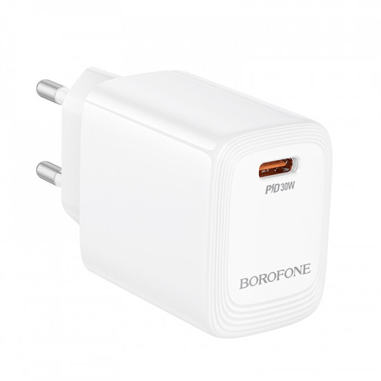 Φορτιστής Ταξιδίου Mini Size Borofone BN28 Fuente GaN USB-C PD30W Λευκός 46175