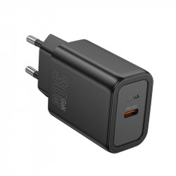 Φορτιστής Ταξιδίου Hoco N62 Gentle με 1 Εξόδο Φόρτισης GaN USB-C PD30W Quick Charge 5V 3.0A Μαύρος 46165