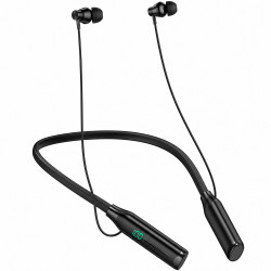 Bluetooth Hands Free Hoco ES62 Plus Neckband Magnetic v5.4 1200mAh 150Hrs Αναπαραγωγής TF Card LED Ένδειξη Μπαταρίας Μαύρα 52301