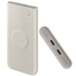 Power Bank Samsung U2510XUEGEU 10000mAh 25W με 2xUSB-C In/Out και Ασύρματη Φόρτιση Beige 52770