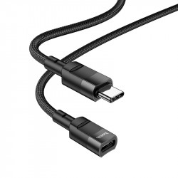 Καλώδιο Προέκτασης Hoco U107 USB-C σε USB-C 2.0 3A OTG Braided Μαύρο 1.2m 38971