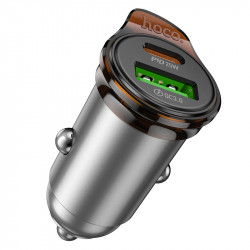 Φορτιστής Αυτοκινήτου Hoco NZ16A Rigorous Mini Size 43W USB-C PD25W + USB-A 18W Quick Charge 3.0A Γκρι 46182