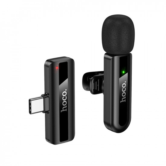 Μικρόφωνο Πέτου Ασύρματο Hoco L20 Fair Lavalier USB-C HD Πλήρως Πολυκατευθυντικό Μικρόφωνο 2.4GHz 60mAh 4h Λειτουργίας 15m Ακτίνα Μαύρο 52279