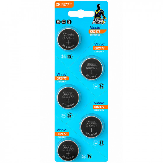 Buttoncell Vinnic CR2477 3V Τεμ. 5 με Διάτρητη Συσκευασία 52716