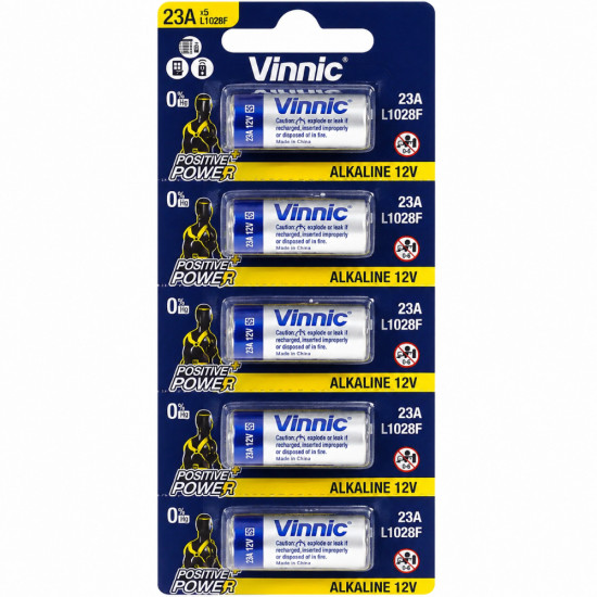 Μπαταρία Αλκαλική Vinnic L1028F size A23/23A/23GA/A23/E23A/GP23A/K23A/L1028/LR23A/LRV08/LRVO8/MN21/MS21/V23/V23GA/VR22 12V Τεμ. 5 52803