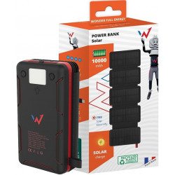 Ηλιακό Power Bank Wonder WX10S 10000mAh 5V/2A 7.5W με 5 Ηλιακά Πάνελ, 2 x USB-A και 1 x USB-C Έξοδο και Φακό Μαύρο 46330