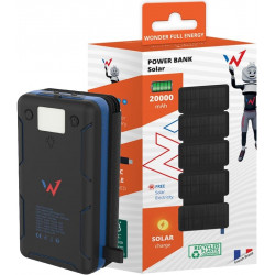 Ηλιακό Power Bank Wonder WX20S 20000mAh 5V/2A 7.5W με 5 Ηλιακά Πάνελ, 2 x USB-A και 1 x USB-C Έξοδο και Φακό Μαύρο 46331