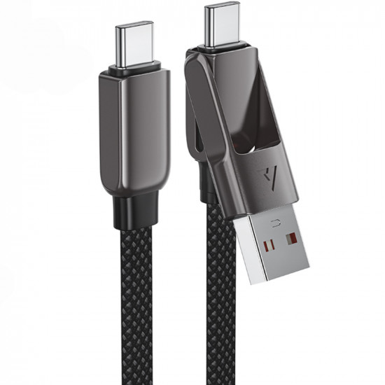 Καλώδιο Acefast C13-04 USB-C σε USB-C / USB-A 3A 60W Braided Μαύρο 1.2m 52943