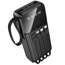 Power Bank Borofone BJ76A 20000mAh με 4 Καλώδια Φόρτισης και 4 Θύρες USB-C USB-A Lightning Micro-USB και LED Ένδειξη Μπαταρίας Μαύρο 52867