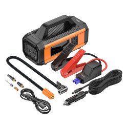 Hoco QS4 Smart Air Pump 3.8 bar Πίεση Αέρα με 5 Τρόπους Λειτουργίας και Εκκινητής Μπαταρίας 10000mAh 38.5Wh με Led Ένδειξη και Φακό Μαύρο 50415