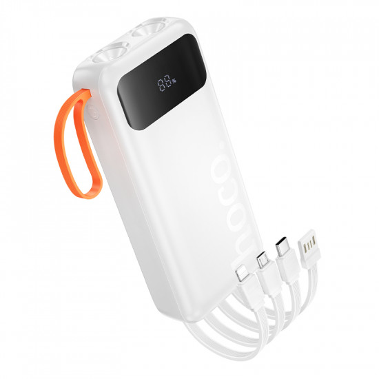 Power Bank Hoco J151A Spirit 20000mAh με 4 Καλώδια Φόρτισης, Φακό και LED Ένδειξη Λευκό 46796