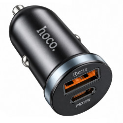 Φορτιστής Αυτοκινήτου Hoco. DZ19 Scenery Lightweight USB-C PD30W + USB-A 18W QC3.0A Μαύρος 52913