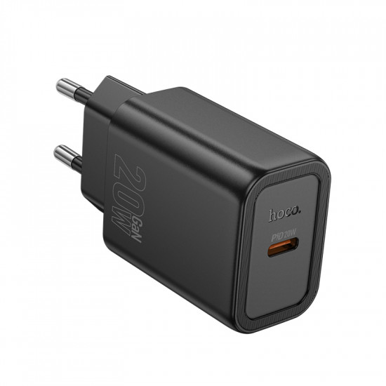 Φορτιστής Ταξιδίου Hoco N60 Gentle GaN με 1 Εξόδο Φόρτισης USB-C PD20W 5V 3.0A Μαύρος 46169
