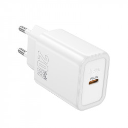 Φορτιστής Ταξιδίου Hoco N60 Gentle GaN με 1 Εξόδο Φόρτισης USB-C PD20W 5V 3.0A Λευκός 46540