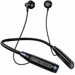 Bluetooth Hands Free Hoco. DSS07 Excellent Neckband v5.4 1200mAh MicroSD 200 Ώρες Αναπαραγωγής Μαύρα 52939