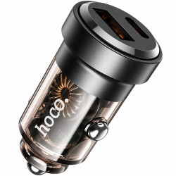 Φορτιστής Αυτοκινήτου Hoco. DZ15 Contact PD45W QC 1xUSB-A 1xUSB-C Διάφανος Φιμέ 52937