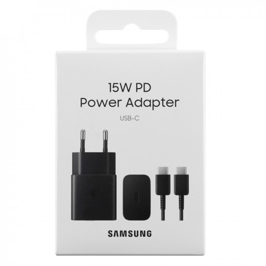 Φορτιστής Ταξιδίου Samsung Fast Charging EP-T1510XBEGEU 15W με Καλώδιο USB-C σε USB-C Μαύρο 37049