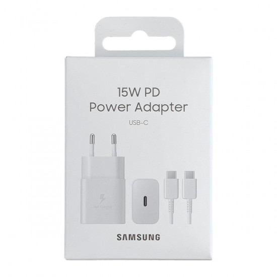 Φορτιστής Ταξιδίου Samsung Fast Charging EP-T1510XWEGEU 15W με Καλώδιο USB-C σε USB-C Λευκό 37050
