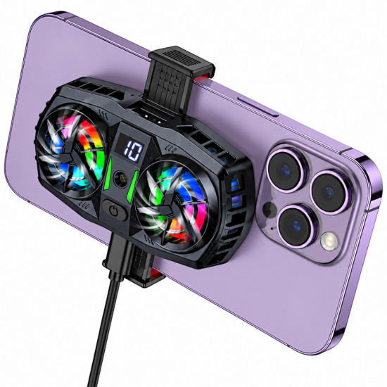 Cooler Κινητού Τηλεφώνου Hoco GM36 Mustango Ultra-silent RGB USB-A Θύρα για Φόρτιση Κινητού με 3-επίπεδα Έντασης 52899
